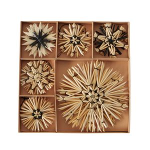 18tlg. Strohstern BLACK natur schwarz Anhänger aus Stroh Baumschmuck Weihnachten