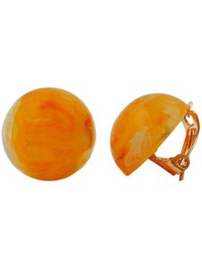 Clip Ohrring 17mm bernsteinfarben marmoriert Kunststoff-Bouton gelb-orange-weiß 17mm