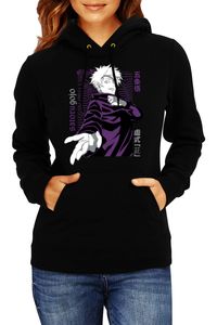 Gojo 02 Damska bluza z kapturem Sweatshirt Japan Manga Anime Comics Animation, Lady S / Czarny