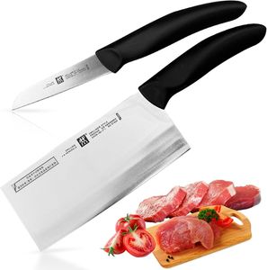 Zwilling MesserSet Küchenmesser Set 2 tlg Hackmesser 18cm & Gemüsemesser 8cm Allzweckmesser, Universalmesser chinesisches Kochmesser Fleischermsser