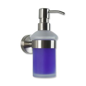 SOSmart24 JUST SILVER Seifenspender ohne Bohren aus Edelstahl mit Pumpflasche aus Glas - Silber matt gebürstet - inklusive Klebeset - Wandseifenspender durchsichtig Bad Badezimmer WC Wandbefestigung