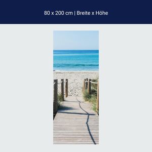 Türtapete Holzweg zum Strand, Meer, Holz, Seil M1298 – 80 x 200cm / selbstklebende Dekorfolie