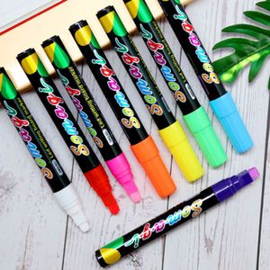8 farben Highlighter Leuchtstoff Flüssige Kreide Marker Neon Stift Für LED Schreibtafel Tafel Glas Malerei Graffiti Büro