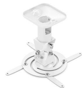 deleyCON Universal Beamer Projektor Deckenhalterung +-25° Neigbar - 360° Schwenkbar - bis 15Kg - Deckenabstand 215mm - Kabelführung - Weiß