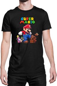 Giant Mario Herren T-shirt Super Mario Bros Luigi Bowser, 4XL / Schwarz