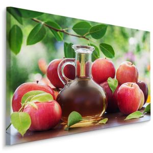 Fabelhafte Canvas LEINWAND BILDER 90x60 cm XXL Kunstdruck Obst Äpfel Saft Garten Grün