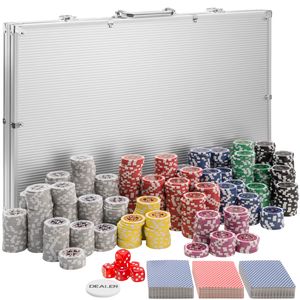 Pokerová sada včetně hliníkového kufříku - stříbrná, 1000 kusů