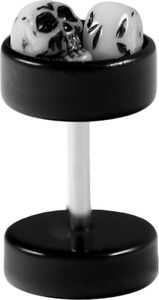 Fake Plug Ohrstecker mit Totenköpfen Größe - 6 mm