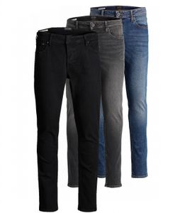 Jack & Jones Herren Jeans Hose Slim Fit Skinny - schwarz blau grau, Farbe:Schwarz, Größe:34/34