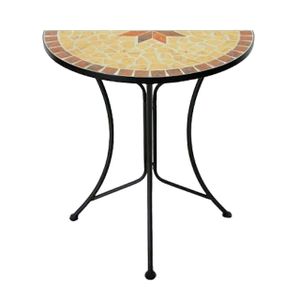 Polkruhový stolík AMARILLO - 60 x 30 cm - mozaikový záhradný kvetinový stolík