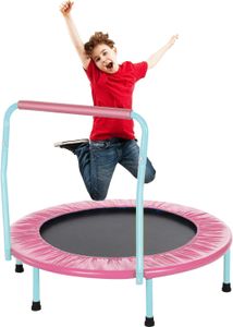 HEKA 92cm mini Trampolin für Kinder und Erwachsene, Indoor/Outdoor Fitnesstrampolin faltbar, Griff höhenverstellbar, bis 75kg, Grün