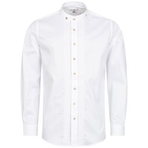 Trachtenhemd Benedikt Slim Fit mit Biesen in Weiß von Almsach, Größe:M, Farbe:Weiß
