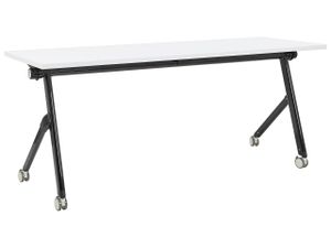 BELIANI Schreibtisch Weiß u. Schwarz 180 x 60 cm Klappbar Faltbar mit Rollen Mobil Bürotisch für Homeoffice Büro Modernes Design