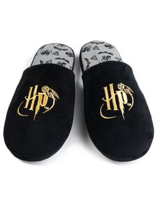 Harry Potter Hausschuhe für Herren - Slipper Puschen Schlappen Pantoffeln Schwarz 44-45