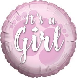Folienballon Gender Reveal its a Girl Rund 45cm