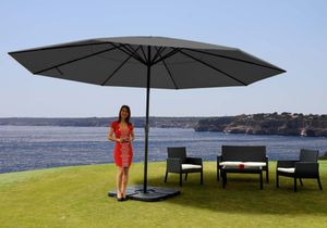 Sonnenschirm Meran Pro, Gastronomie Marktschirm ohne Volant Ø 5m Polyester/Alu 28kg  anthrazit mit Ständer