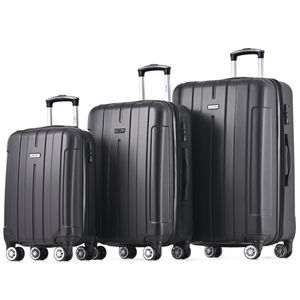 Merax Sada kufrů na kolečkách 3ks M-L-XL černá s TSA zámkem, pevná skořepina cestovního kufru