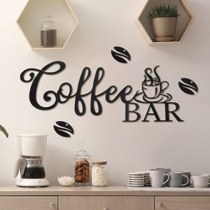 Metal Coffee Bar Schild rustikaler schmiedeeiserer Kaffeebar Hängende Wanddekoration einfach zu installieren, um exquisite Verarbeitung Kaffee Wandkunst zu installieren
