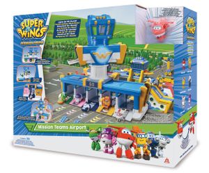 Super Wings Mission Teams Flughafen Spielzeug Set mit Transforming Jett Figur, Licht & Sound für Kinder ab 3 Jahren