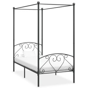 vidaXL Himmelbett-Gestell Grau Metall 100 x 200 cm