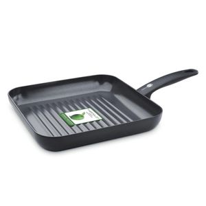 GreenPan Cambridge Quadratische Grillpfanne mit Antihaftbeschichtung, 28cm, PFAS-frei, Schwarz