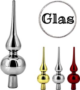 Christbaumspitze Glas Baumspitze Weihnachtsbaumspitze Baum Spitze 20cm silber