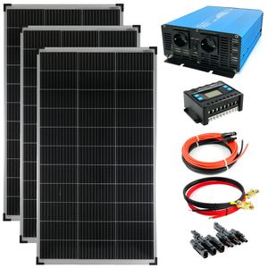 Solar Set 12V 3x140 Watt Solarpanel Reiner Sinus Wechselrichter 1500W Solaranlage PV