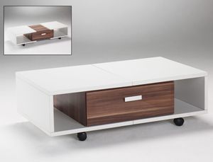 Couchtisch Immo 105 bis 132x33x62 Tisch ausziehbar weiß Nussbaum