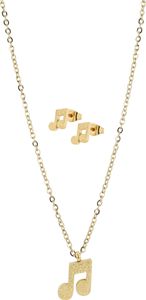 Akzent Schmuckset "Thyra" aus Edelstahl, Kette & Ohrstecker, Noten, sandgestrahlt
