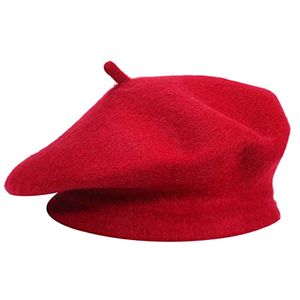 Dámský baret klasická francouzská čepice vlněný klobouk baret čepice Vintage - RED