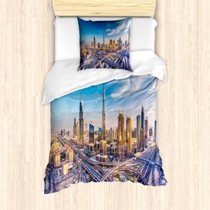 ABAKUHAUS Dubai Bettbezug Set für Einzelbetten, Panoramisch Arabien Verkehr, Milbensicher Allergiker geeignet mit Kissenbezug, Mehrfarbig