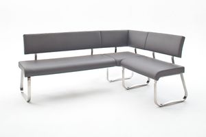 MCA furniture Eckbank Arco - Leder Grau - Edelstahl