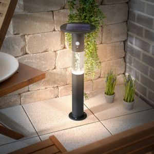 esotec Solar Sensor-Sockelleuchte Biella 60cm schwarz IP44 wetterfest 102756