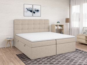 FEDVE Boxspringbett Schlafzimmerbett ORDOS mit 2 Bettkästen, Doppelbett mit Bonell-Matratze und Topper 160x200