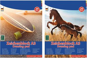 2x Zeichenblock / 20 Blatt extra Starkes Papier je Malblock / DIN A3