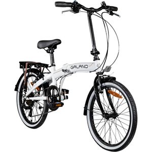 Galano Metropolis Klapprad für Erwachsene 155 - 180 cm mit 6 Gängen Faltrad 20 Zoll Stadtrad mit V-Brakes Klappfahrrad Damen Herren, Farbe:weiß