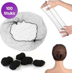 100 Stück Haarnetze, unsichtbare Haarnetze, Nylon, unsichtbar, Haarnetz, Haarnetze schwarz, für Balletttanz, Tanzen, Koch, Krankenschwester