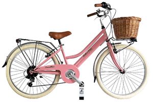 Dolce Vita by Canellini JUNIOR Fahrrad Citybike Madchen mit Korb - Rosa 24"