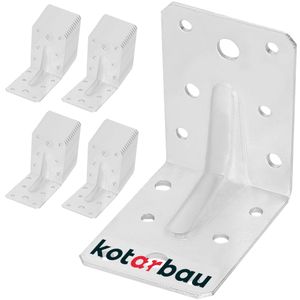 KOTARBAU® Winkelverbinder 75 x 75 x 55 mm mit Rippe Sicke Lochwinkel Bauwinkel Holzverbinder Balkenwinkel Verbinder Winkel  Silber 50 Stk.