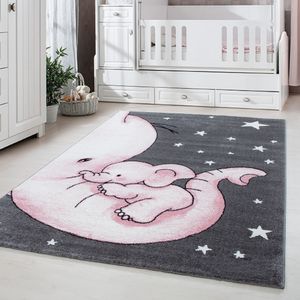 Kinderteppich niedliches Elefant Muster, Rechteckig, Pflegeleicht, Teppiche für Kinderzimmer, Babyzimmer oder Spielzimmer, Maße:160 x 230 cm