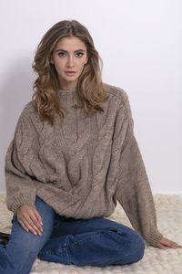 Fobya Klassischer Pullover für Frauen Eeyban F840 braun S/M