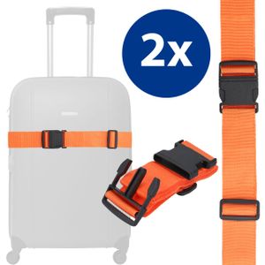 mumbi Koffergurte, Kofferband Set, Gepäckgurt einstellbar / auffällig & lang, im 2er Set, orange