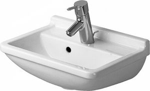 Handwaschbecken Starck 3 450 mm mit ÜL, mit HLB, 1 HL, weiß