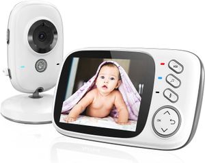 Babyphone mit Kamera, Video Babyfon, 3,2-Zoll-Babyphone mit Talkback und Temperaturüberwachung Nachtsichtkamera Wiegenlied Nachtsicht-Gegensprechanlage Wecker VOX