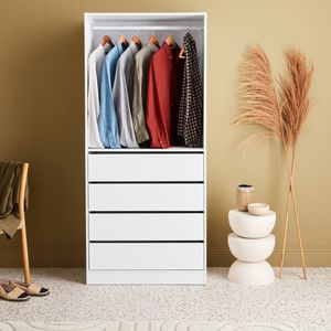sweeek - Modul mit 4 Schubladen und Kleiderschrank - Weiß