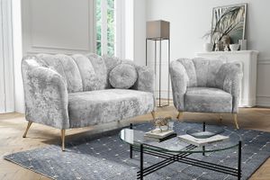 2-tlg. Couchgarnitur Sofa mit Loungesessel ADRIA eureka 2132 golden