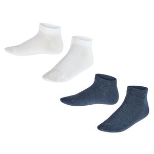 FALKE dětské ponožky do tenisek, 2-pack - Happy, krátké ponožky, jednobarevné bílé/modré 27-30