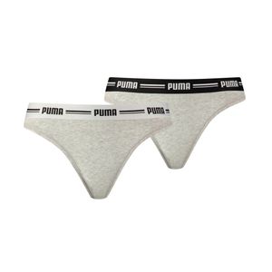 PUMA Damen String - Iconic, miękka bawełna z modalem, 2er Pack Grau XL