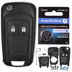 Klapp Schlüssel Gehäuse Funkschlüssel Fernbedienung Autoschlüssel Rohling + Batterie kompatibel mit Opel