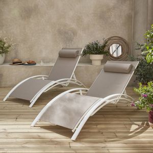 Sonnenliegen-Duo aus Aluminium - Louisa Taupe - Liegestühle aus Aluminium und Textilene